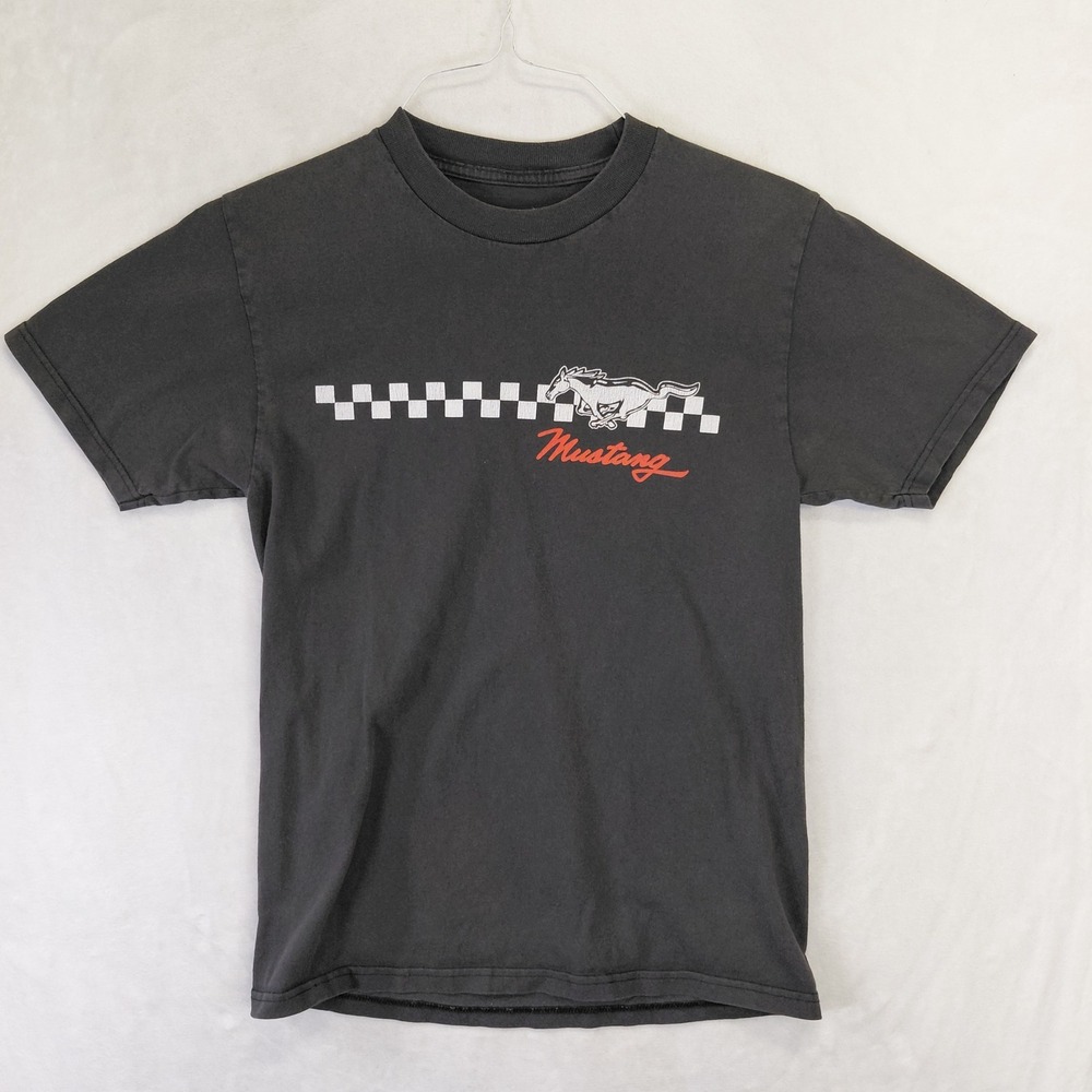Tee Luv Ford Mustang Rose Graphic T-Shirt Mens Small Charcoal Gray Racing Tee